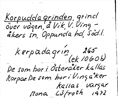 Bild på arkivkortet för arkivposten Korpuddagrinden