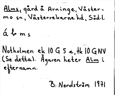 Bild på arkivkortet för arkivposten Alms
