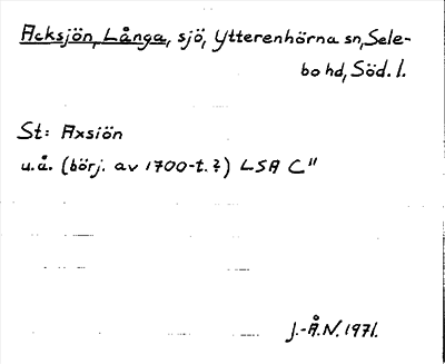 Bild på arkivkortet för arkivposten Acksjön, Långa