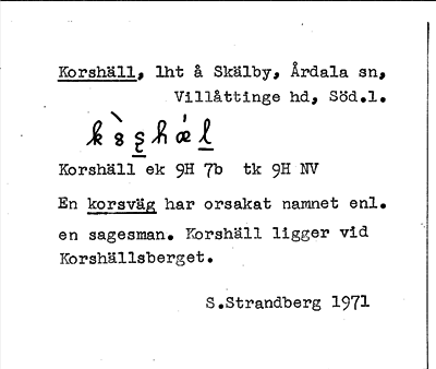 Bild på arkivkortet för arkivposten Korshäll