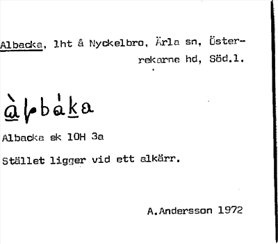 Bild på arkivkortet för arkivposten Albacka