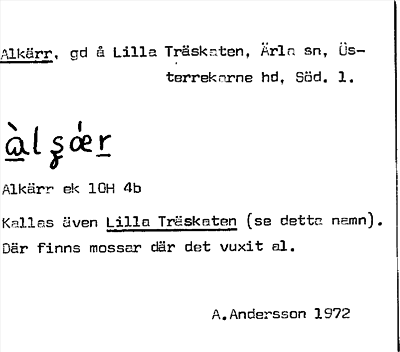 Bild på arkivkortet för arkivposten Alkärr