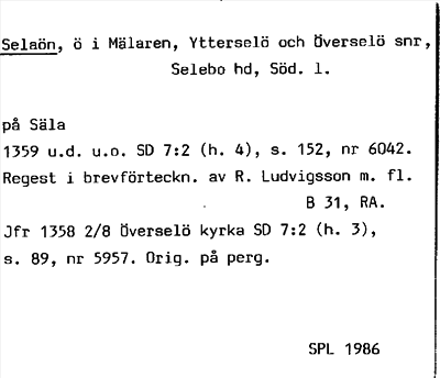 Bild på arkivkortet för arkivposten Selaön