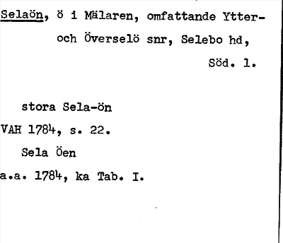 Bild på arkivkortet för arkivposten Selaön