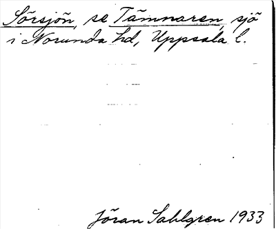 Bild på arkivkortet för arkivposten Sörsjön, se Tämnaren