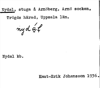 Bild på arkivkortet för arkivposten Nydal