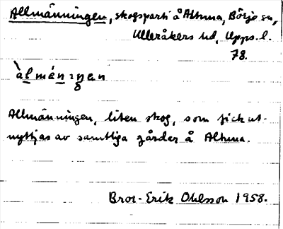 Bild på arkivkortet för arkivposten Allmänningen