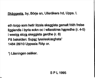 Bild på arkivkortet för arkivposten Skäggesta