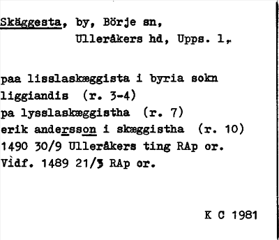 Bild på arkivkortet för arkivposten Skäggesta