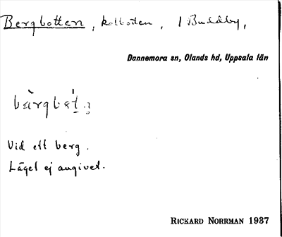 Bild på arkivkortet för arkivposten Bergbotten