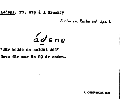 Bild på arkivkortet för arkivposten Addens