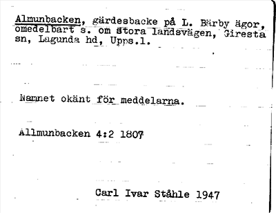 Bild på arkivkortet för arkivposten Almunbacken