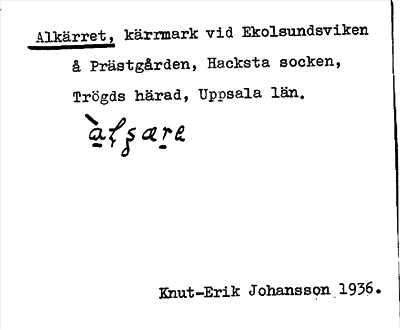 Bild på arkivkortet för arkivposten Alkärret