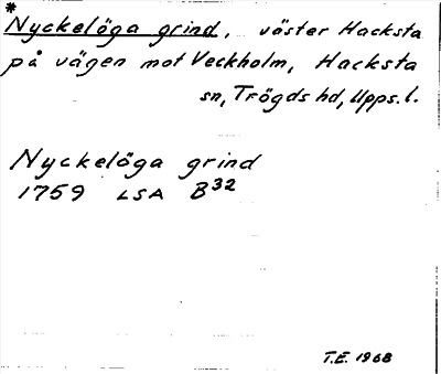 Bild på arkivkortet för arkivposten Nyckelöga grind