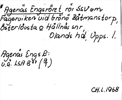 Bild på arkivkortet för arkivposten *Agenäs Engsröret