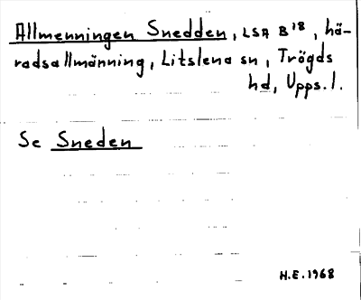 Bild på arkivkortet för arkivposten Allmenningen Snedden, se Sneden