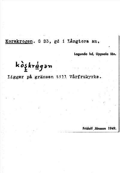 Bild på arkivkortet för arkivposten Korskrogen