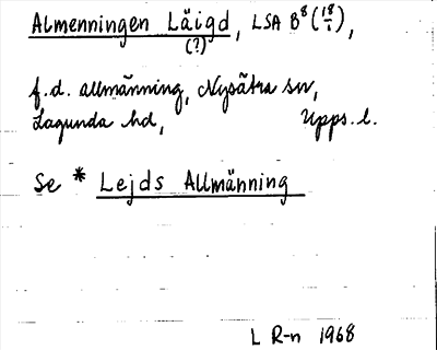 Bild på arkivkortet för arkivposten ?Almenningen Läigd, se *Lejds Allmänning