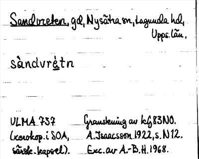 Bild på arkivkortet för arkivposten Sandvreten