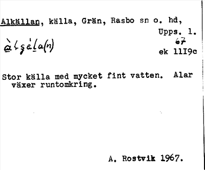 Bild på arkivkortet för arkivposten Alkällan