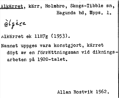 Bild på arkivkortet för arkivposten Alkärret