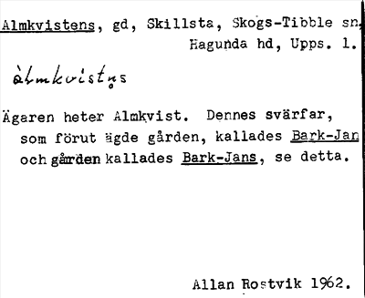 Bild på arkivkortet för arkivposten Almkvistens