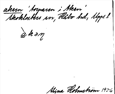 Bild på arkivkortet för arkivposten akern