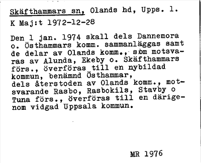 Bild på arkivkortet för arkivposten Skäfthammars socken