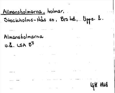 Bild på arkivkortet för arkivposten Allmansholmarna