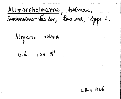 Bild på arkivkortet för arkivposten Allmansholmarna