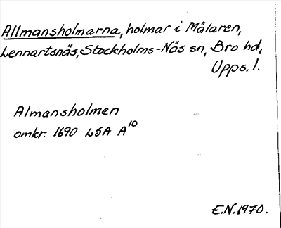 Bild på arkivkortet för arkivposten Allmansholmarna