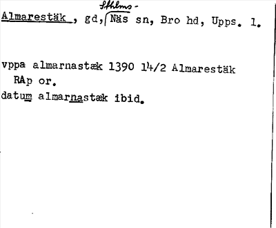 Bild på arkivkortet för arkivposten Almarestäk