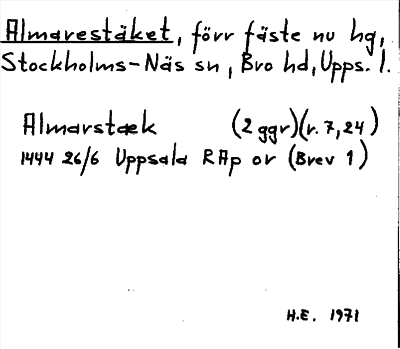 Bild på arkivkortet för arkivposten Almarestäket