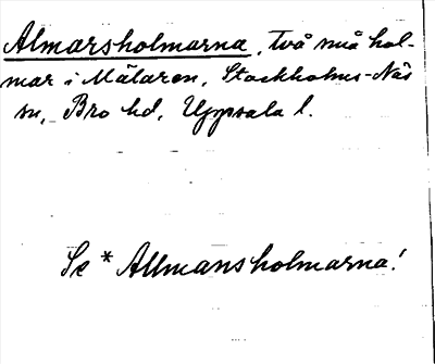 Bild på arkivkortet för arkivposten Almarsholmarna, se *Allmansholmarna