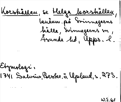 Bild på arkivkortet för arkivposten Korskällan. se Helga korskällan