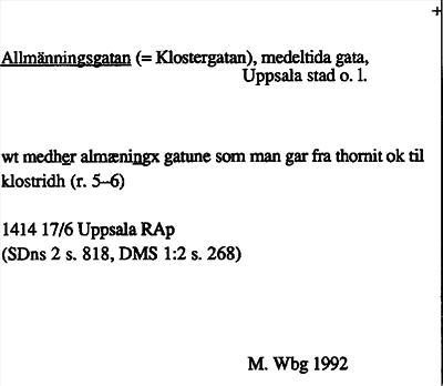 Bild på arkivkortet för arkivposten Allmänningsgatan (=Klostergatan)