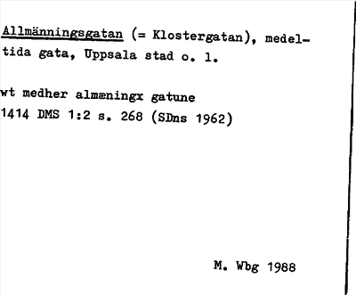Bild på arkivkortet för arkivposten Allmänningsgatan (=Klostergatan)
