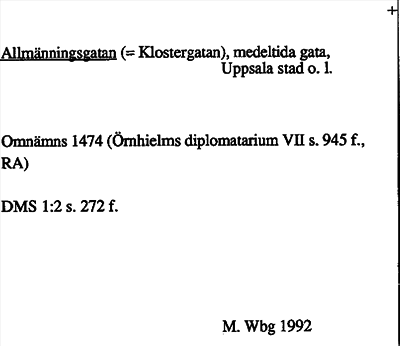 Bild på arkivkortet för arkivposten Allmänningsgatan (=Klostergatan)