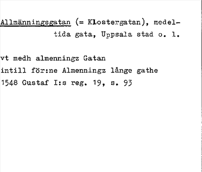 Bild på arkivkortet för arkivposten Allmänningsgatan (=Klostergatan)