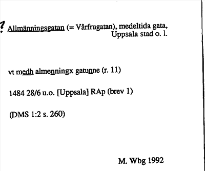 Bild på arkivkortet för arkivposten ?Allmänningsgatan (=Vårfrugatan)