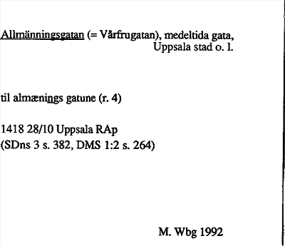 Bild på arkivkortet för arkivposten Allmänningsgatan (=Vårfrugatan)