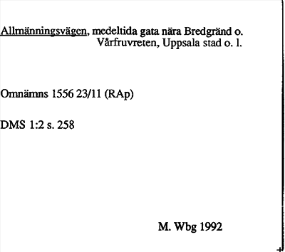 Bild på arkivkortet för arkivposten Allmänningsvägen