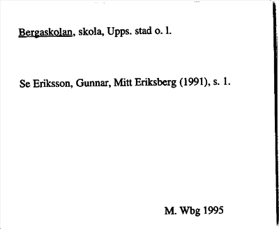Bild på arkivkortet för arkivposten Bergaskolan