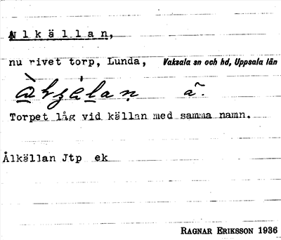 Bild på arkivkortet för arkivposten Alkällan