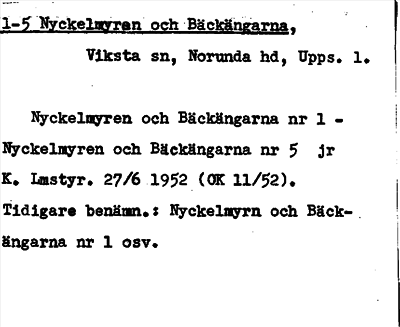 Bild på arkivkortet för arkivposten Nyckelmyren och Bäckängarna