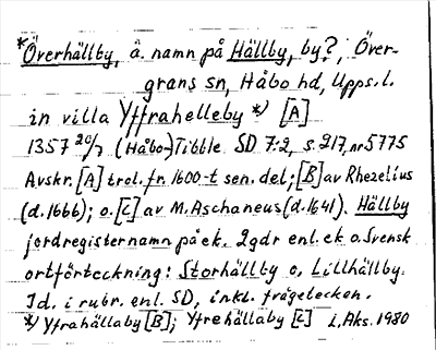 Bild på arkivkortet för arkivposten *Överhällby