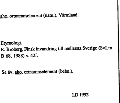 Bild på arkivkortet för arkivposten aho