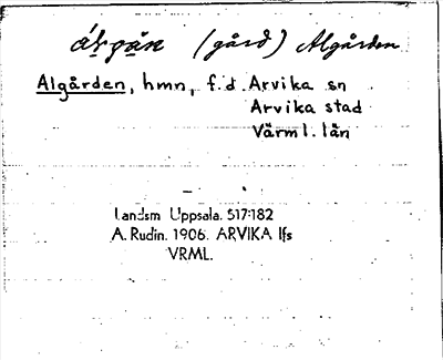 Bild på arkivkortet för arkivposten Algården