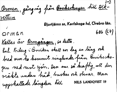 Bild på arkivkortet för arkivposten Ormen