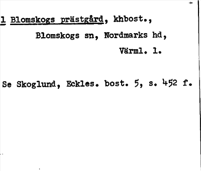 Bild på arkivkortet för arkivposten Blomskogs prästgård